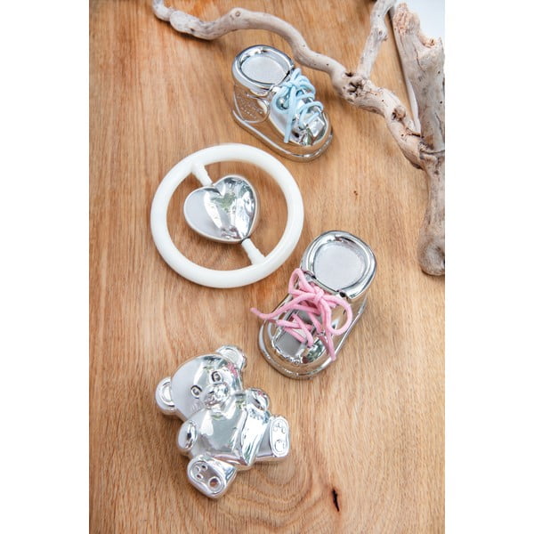 Metalowa szkatułka na pierwszy mleczny ząbek w kolorze srebra z połyskiem 6x4x4 cm Shoe  – Zilverstad-image-2