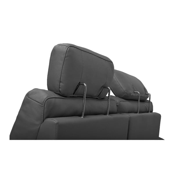 Szary skórzana sofa 2-osobowa z wysuwanym podnóżkiem Furnhouse Viktor, szer. 217 cm-image-1