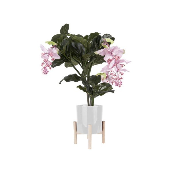 Biała doniczka ceramiczna na podstawce z drewna sosnowego PT LIVING Trestle-image-1