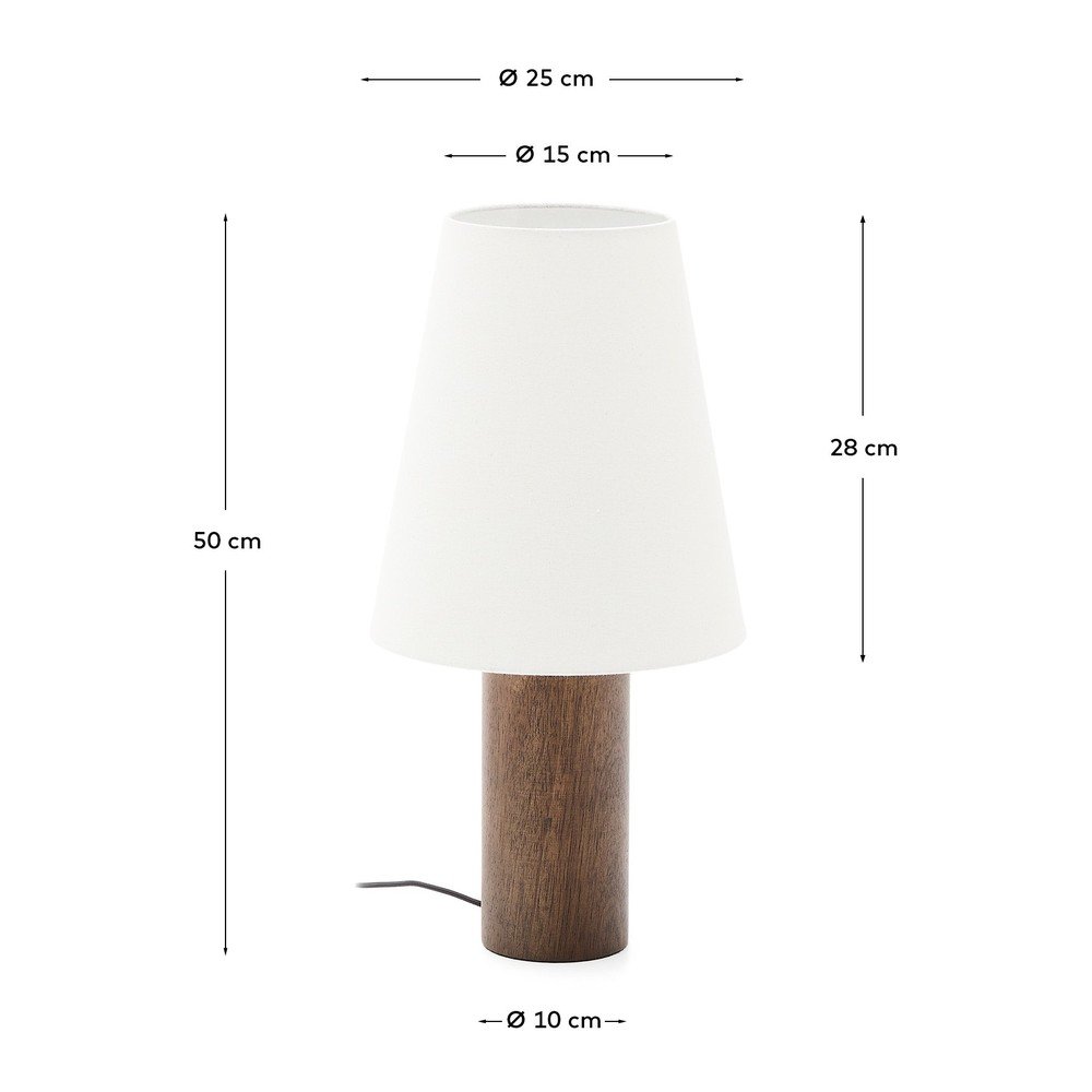 Biała/w ciemnym naturalnym kolorze lampa stołowa z tekstylnym kloszem (wysokość 49,5 cm) Marga – Kave Home (zdjęcie 6)
