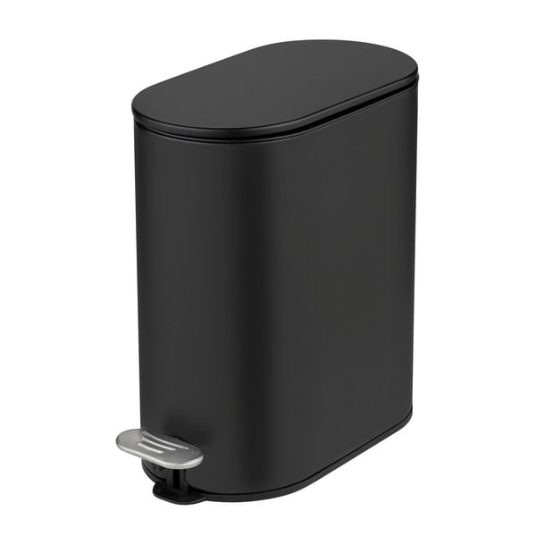 Stalowy kosz na śmieci z pedałem w kolorze matowej czerni 5 l Collungo – Wenko