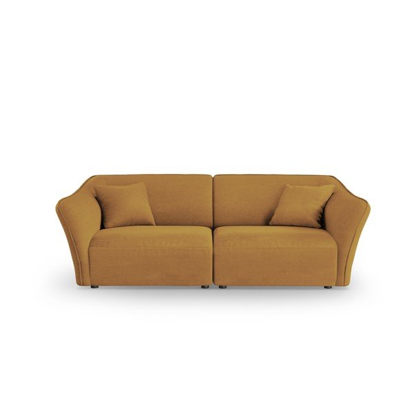 Musztardowa sofa z materiału bouclé 206 cm Tokyo – Cosmopolitan Design