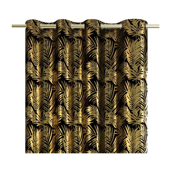Czarna/w kolorze złota aksamitna zasłona częściowo zaciemniająca (dimout) 140x245 cm Golden Leaves – Restilo