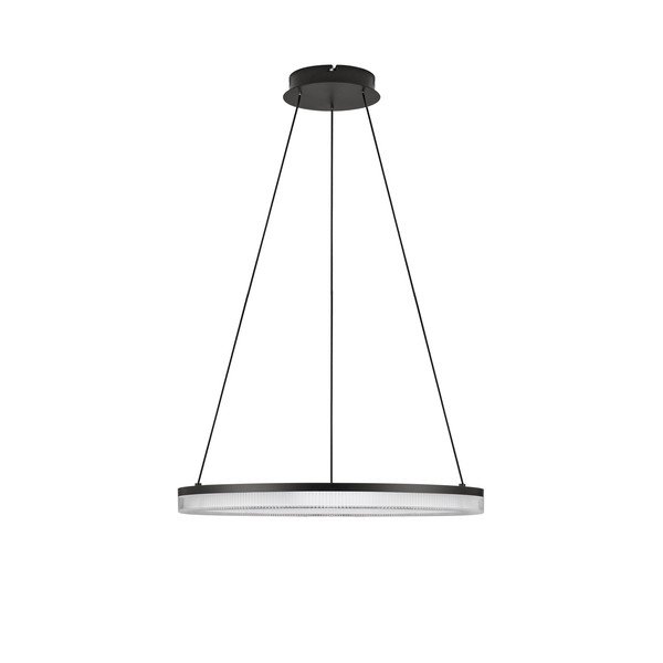 Aluminiowa lampa wisząca LED ze ściemniaczem w kolorze matowej czerni z kloszem ze szkła akrylowego ø 60 cm Lonela – Nova Luce