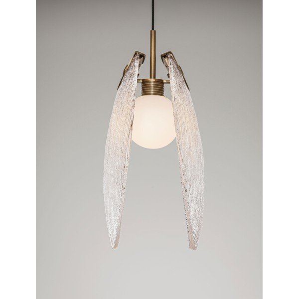 Stalowa lampa wisząca LED w kolorze mosiądzu ze szklanym kloszem Shelina – Nova Luce-image-3