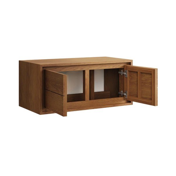 Brązowa wisząca szafka pod umywalkę z litego drewna tekowego 90x40 cm Kenta – Kave Home-image-2
