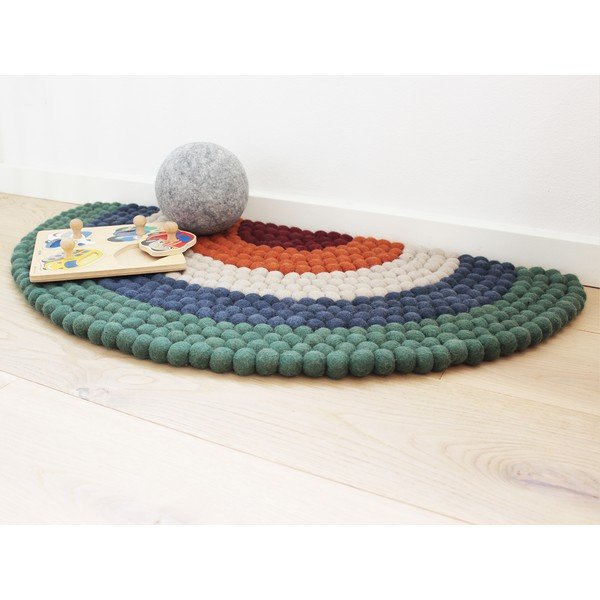 Dziecięcy wełniany dywan kulkowy Wooldot Ball Rugs Rainbow Green-image-2