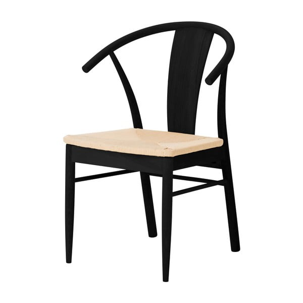 Czarne krzesło do jadalni z drewna dębowego Interstil Janik