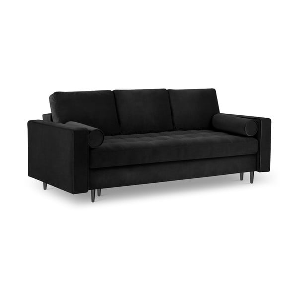 Czarna aksamitna rozkładana sofa Milo Casa Santo-image-3