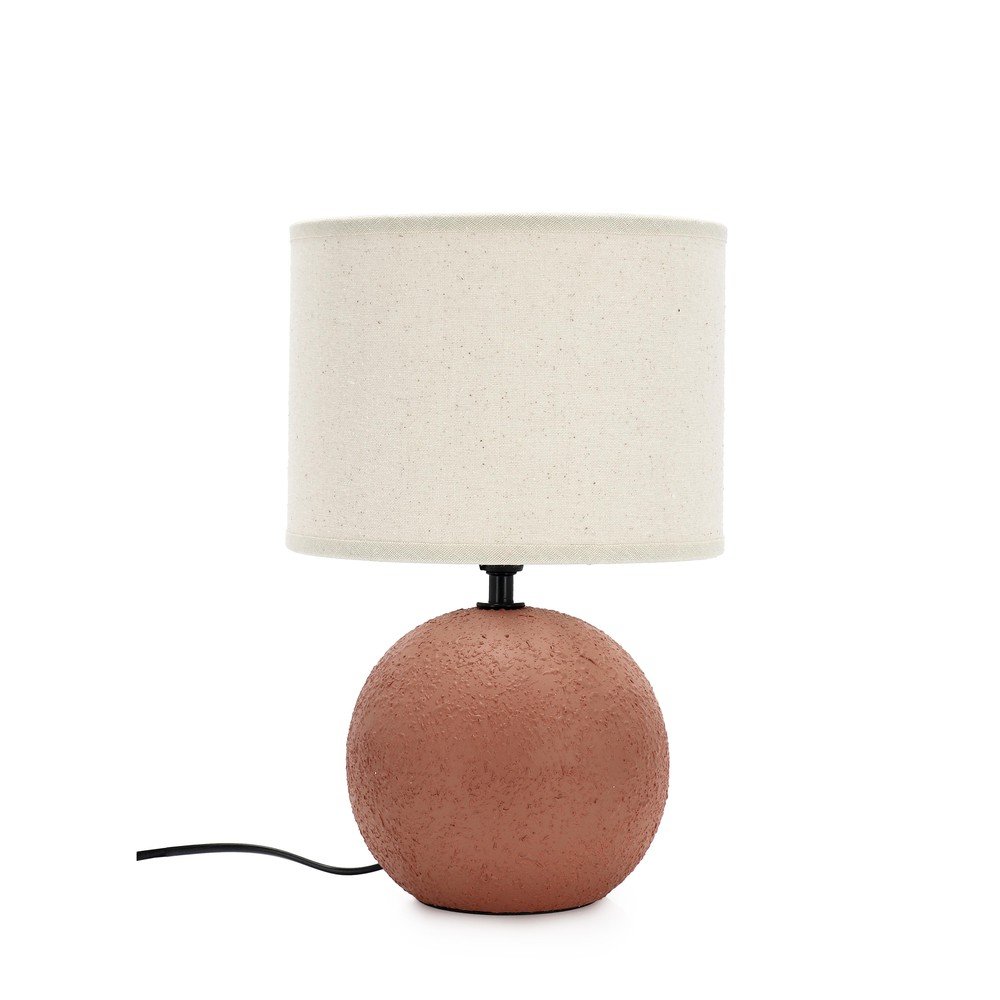 Lampa stołowa ceramiczna w kolorze terakoty z tekstylnym kloszem (wysokość 32 cm) Irvin – Yes Everyday