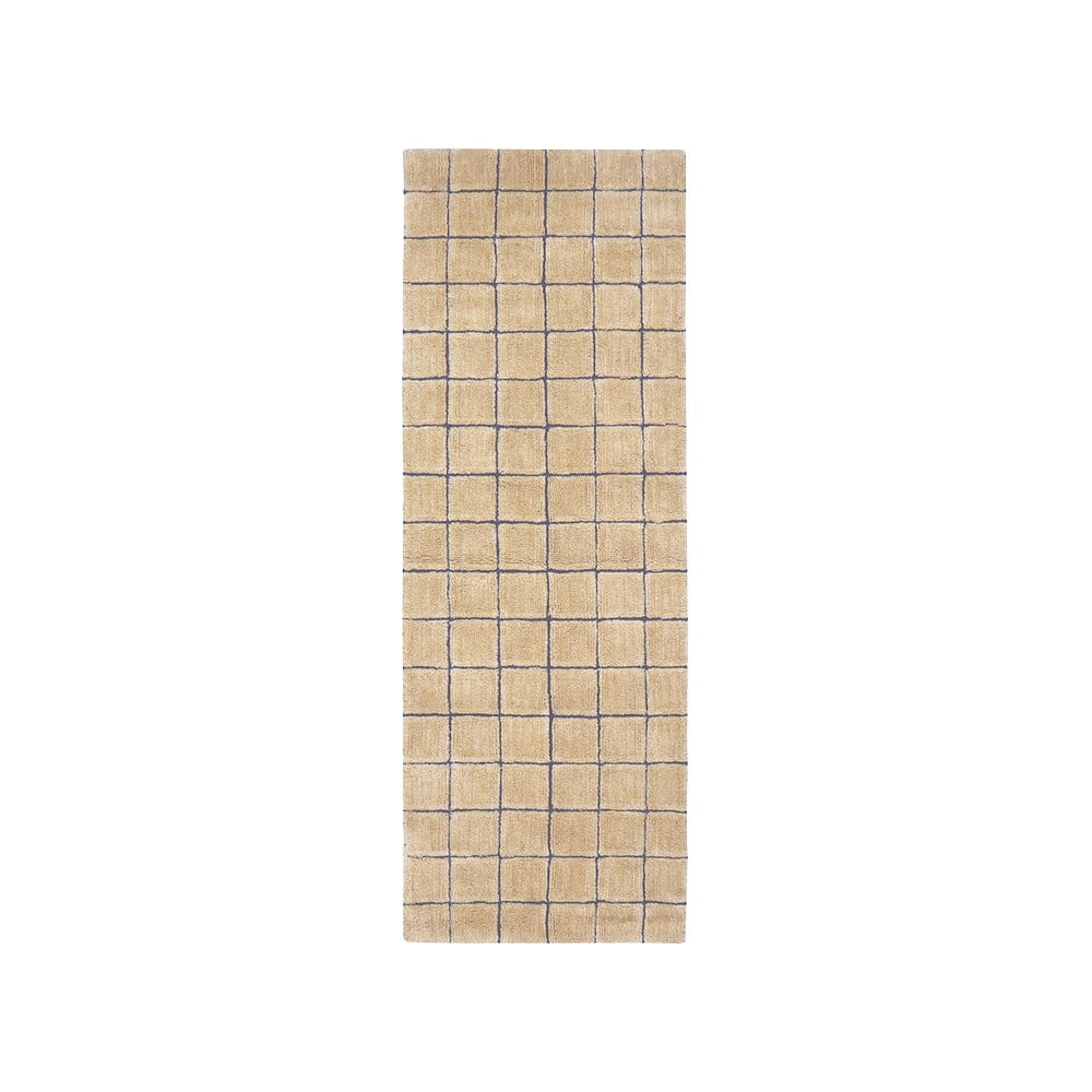 Wełniany chodnik tkany ręcznie w bursztynowym kolorze 80x230 cm Mosaic Amber – Lorena Canals