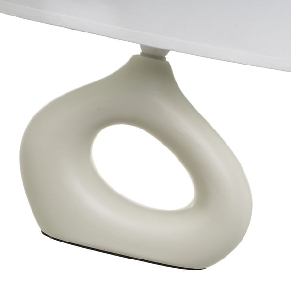 Biało-beżowa lampa stołowa ceramiczna z tekstylnym kloszem (wysokość 30 cm) – Casa Selección-image-3