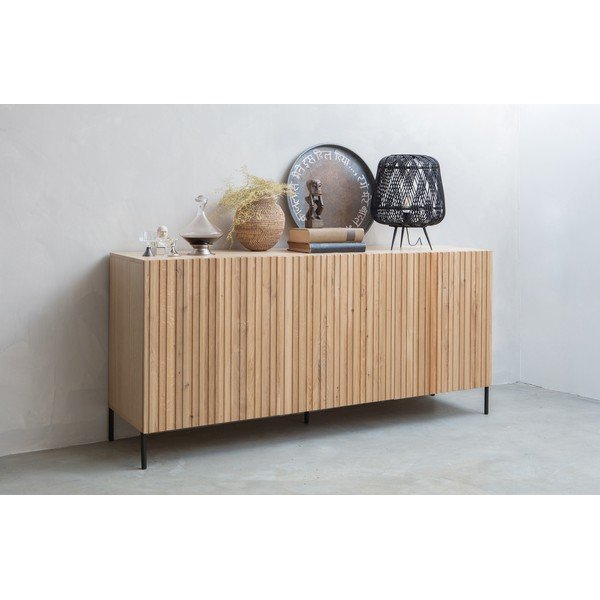 Czarna lampa stołowa z bambusu WOOOD Moza, ø 36 cm-image-1