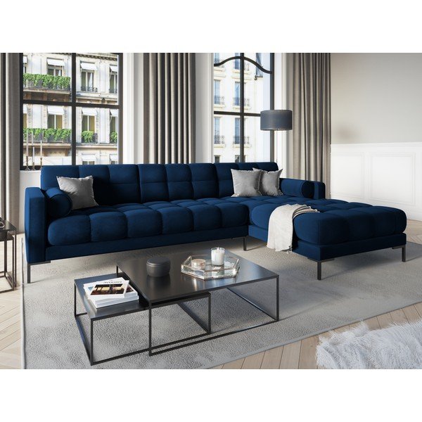 Ciemnoniebieski aksamitny narożnik Cosmopolitan Design Bali, prawostronny-image-1