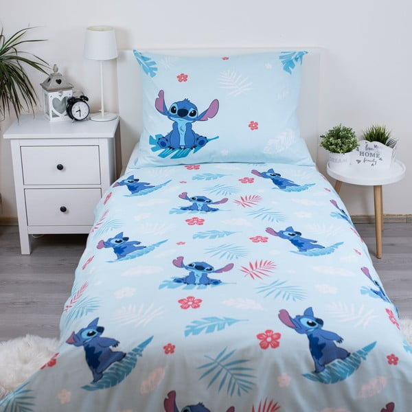 Niebieska bawełniana pościel dziecięca jednoosobowa 140x200 cm Lilo and Stitch "Blue"  – Jerry Fabrics-image-2