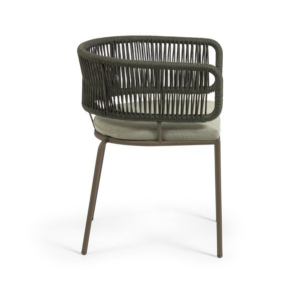 Krzesło ogrodowe ze stalową konstrukcją i zieloną plecionką Kave Home Nadin-image-2