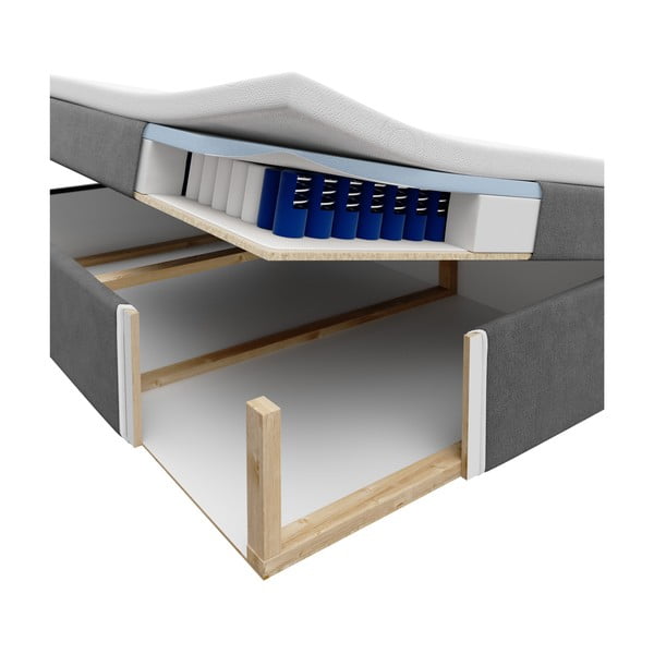 Beżowe łóżko boxspring ze schowkiem 160x200 cm Mimicry – Mazzini Beds-image-2