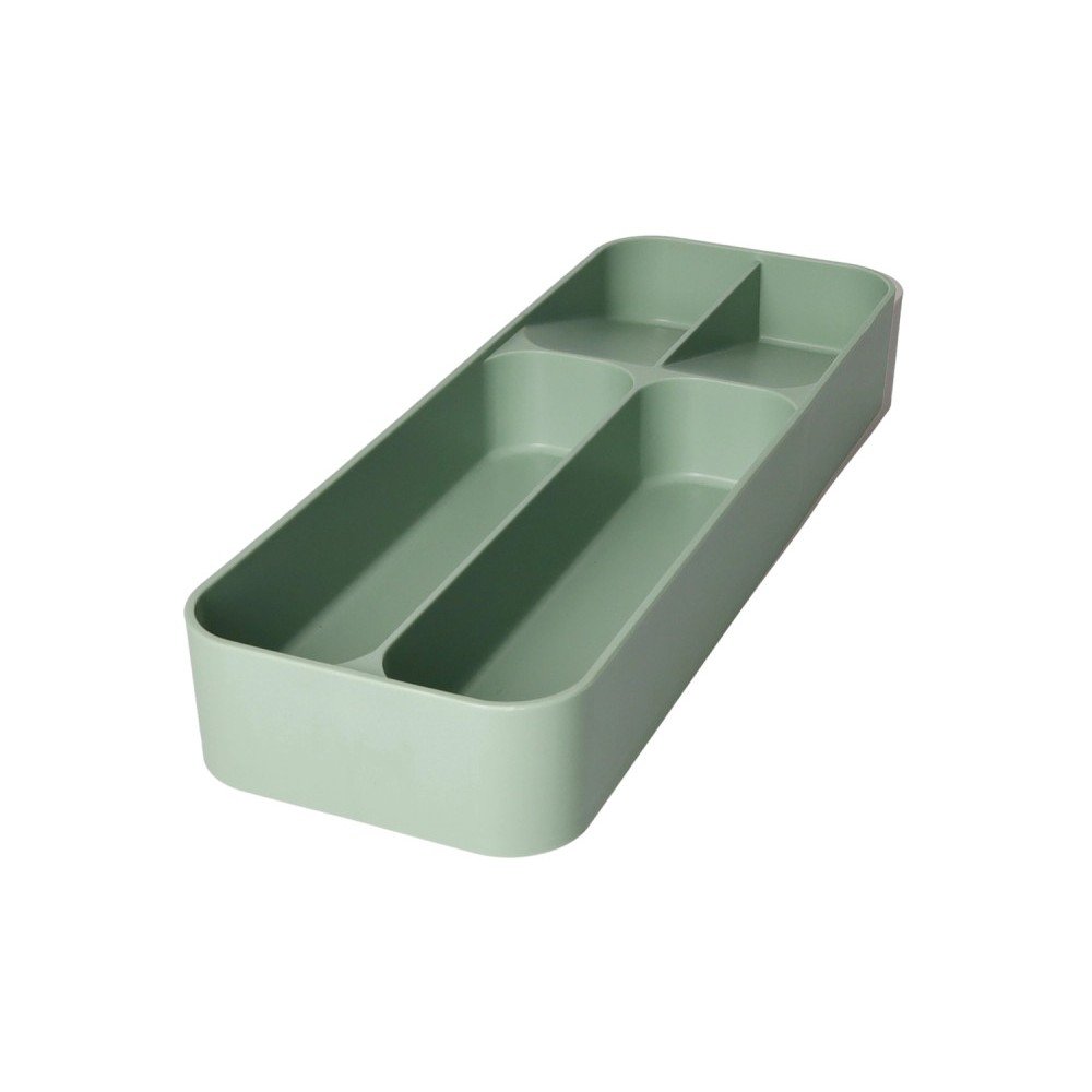 Szałwiowy plastikowy organizer na sztućce do szuflady 13,5 x 39 cm – Brandani