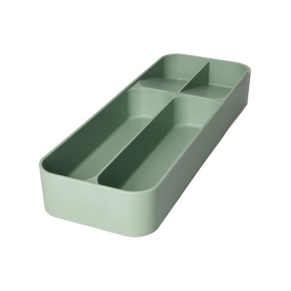 Szałwiowy plastikowy organizer na sztućce do szuflady 13,5 x 39 cm – Brandani
