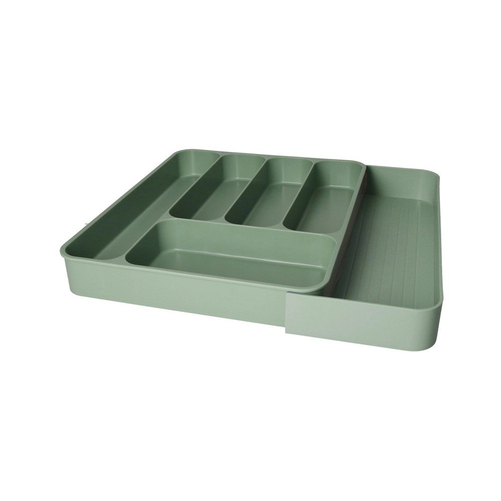 Szałwiowy regulowany plastikowy organizer na sztućce do szuflady 39 x 43,5 cm – Brandani