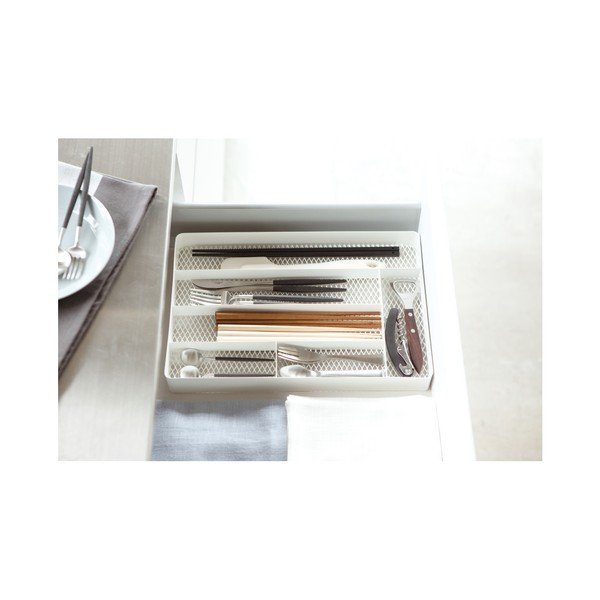 Biały wkład na sztućce do szuflady YAMAZAKI Tower Cutlery-image-1