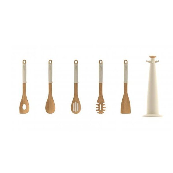 Stojak na łyżki i łopatki kuchenne, Elevate Wood Carousel, beżowy-image-3