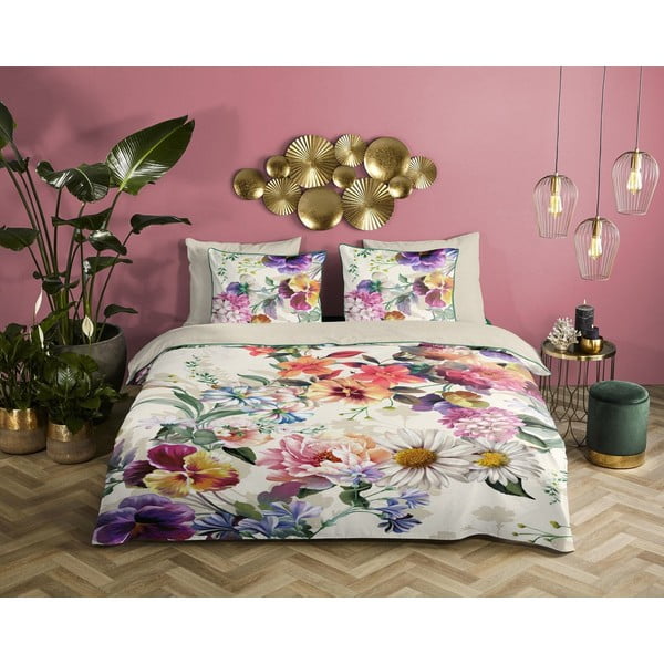 Pościel dwuosobowa z bawełny organicznej Descanso Flower Garden, 200x200 cm-image-1