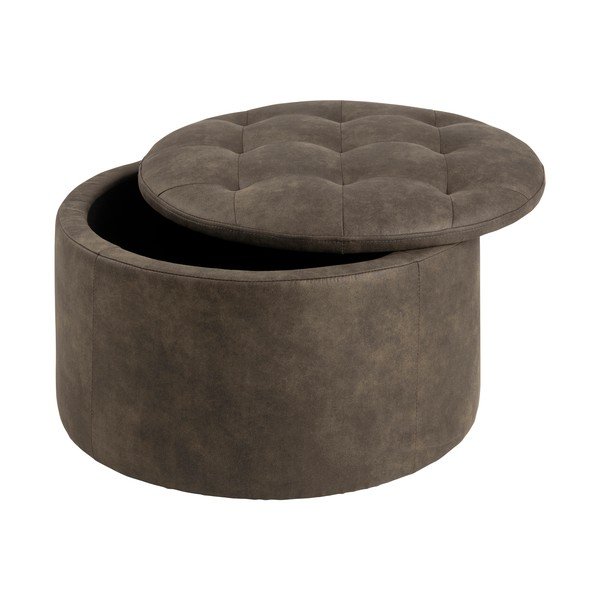 Oliwkowy puf z imitacji skóry Actona Retina, ⌀ 60 cm-image-1