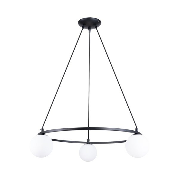 Biało-czarna lampa wisząca ze szklanym kloszem Umerta – Sollux