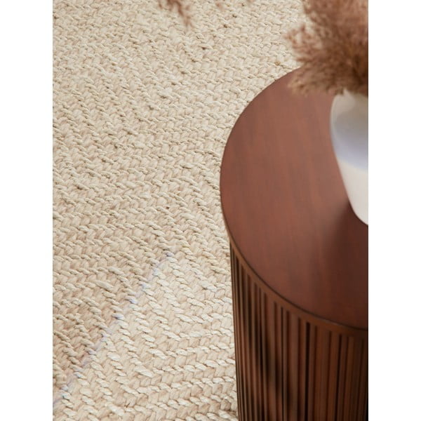 Kremowy dywan z mieszanki wełny tkany ręcznie 80x150 cm Majoli – Elle Decoration-image-3