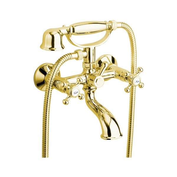 Bateria wannowa ścienna w kolorze złota (2 otwory) Antea – Sapho