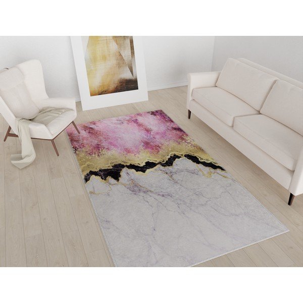 Biało-różowy dywan odpowiedni do prania 80x150 cm – Vitaus-image-1