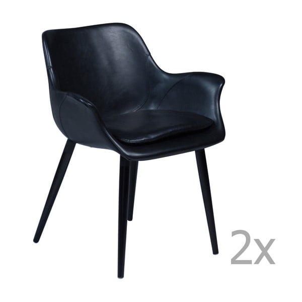 Zestaw 2 czarnych krzeseł z podłokietnikami DAN– FORM Combino