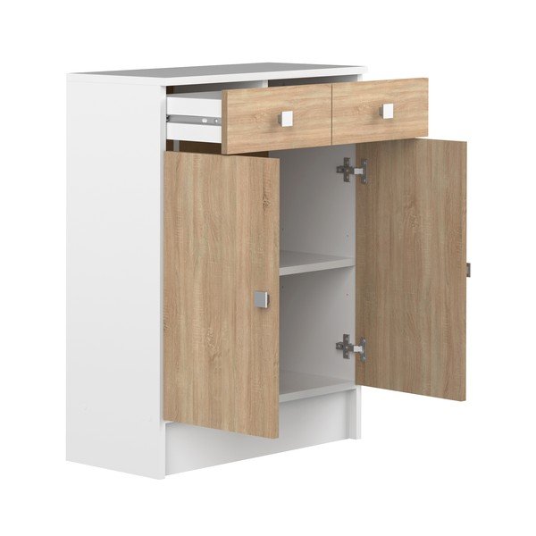 Biała niska szafka łazienkowa w dekorze dębu 60x82 cm Combi – TemaHome-image-4