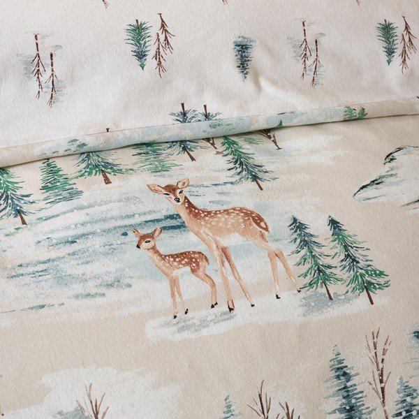 Flanelowa pościel dwuosobowa w naturalnym kolorze 230x220 cm Brushed Christmas Deer – Catherine Lansfield-image-3
