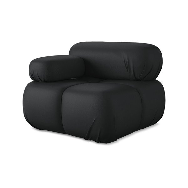 Czarny moduł sofy z imitacji skóry (lewostronny) Lokua – Makamii-image-1