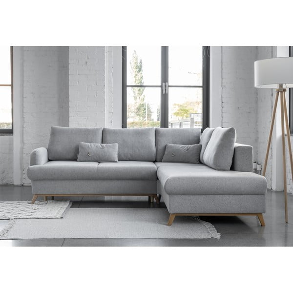 Jasnoszary rozkładany/ze schowkiem narożnik (prawostronny/w kształcie litery L) Scandic Lagom – Miuform-image-1