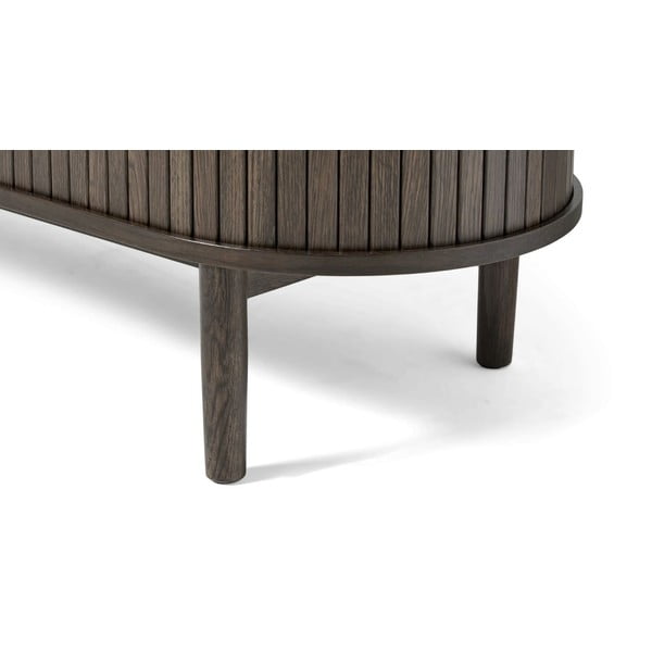 Brązowa komoda w dekorze dębu z drzwiami przesuwnymi 140x76x45 cm Meta – Unique Furniture-image-4