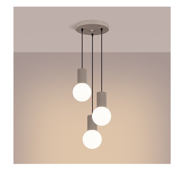 Szarobrązowa lampa wisząca ze szklanym kloszem ø 25 cm Orbital – Sollux-image-4