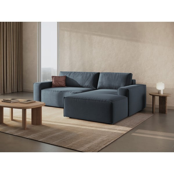 Niebieski rozkładany narożnik (prawostronny) Jodie – Micadoni Home-image-1