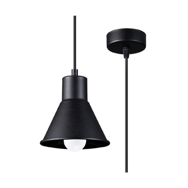 Czarna lampa wisząca z metalowym kloszem 14x14 cm Martina – Nice Lamps