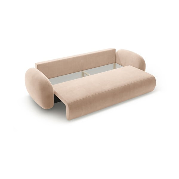 Beżowa aksamitna rozkładana/ze schowkiem sofa 262 cm Tonale – Cosmopolitan Design-image-3
