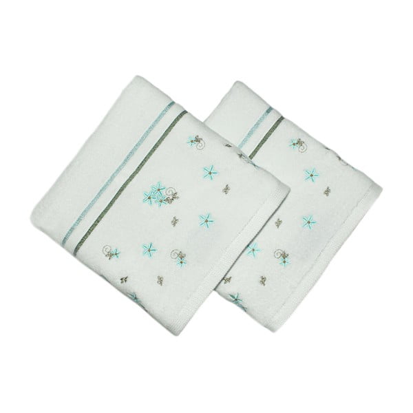 Zestaw 2 białych ręczników Blossom, 50x90 cm