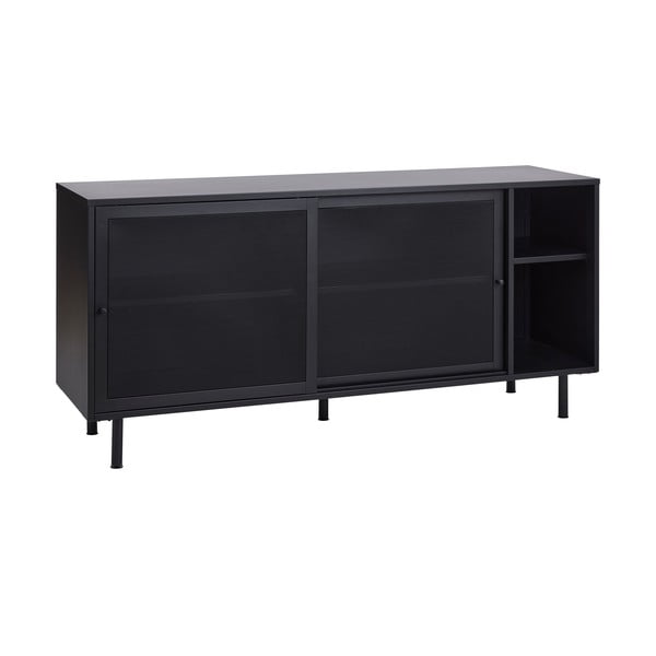 Czarna metalowa komoda z drzwiami przesuwnymi 160x75x46 cm Veep – Unique Furniture-image-4