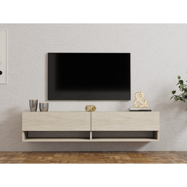Beżowa szafka pod TV 141x31x30 cm Arges – Kalune Design-image-3