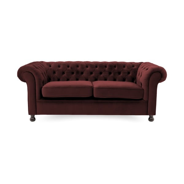 Ciemnoczerwona sofa 3-osobowa Vivonita Chesterfield