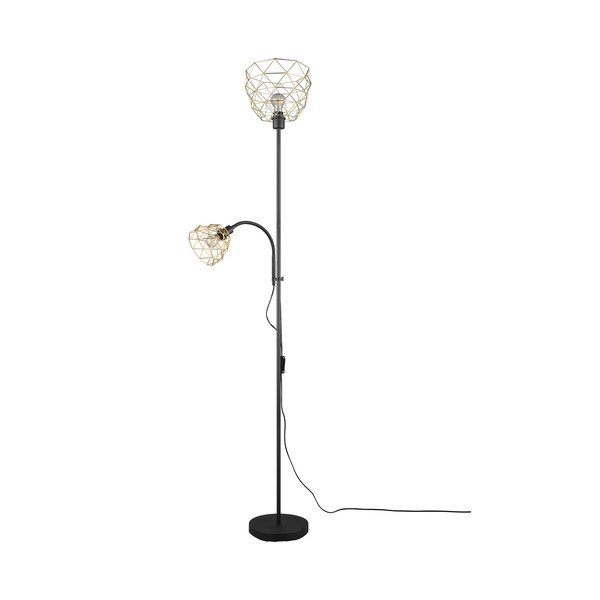 Lampa stojąca w czarno-złotym kolorze z metalowym kloszem (wys. 180 cm) Haval – Reality-image-1