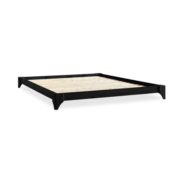 Łóżko dwuosobowe z drewna sosnowego z materacem Karup Design Elan Comfort Mat Black/Black, 160x200 cm-image-3