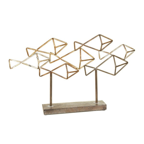 Model metalowych kształtów ryb na drewnianej podstawie Santiago Pons Chiffre