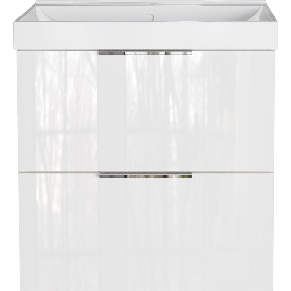 Biała wisząca szafka pod umywalkę z połyskiem 61x65 cm Celano – Germania-image-3